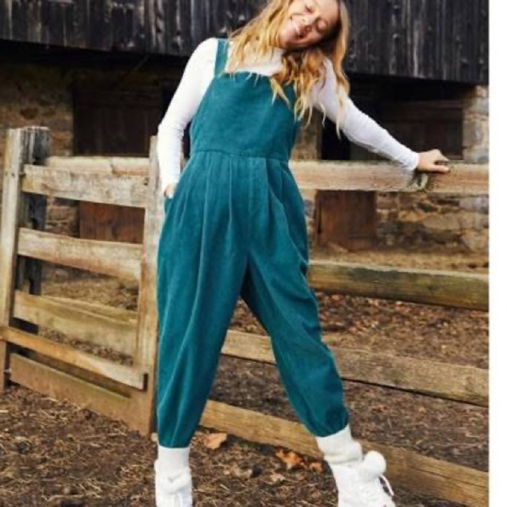 Free People Josephine Blue corduroy jumpsuit xs